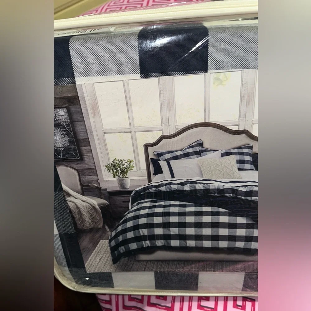 CAMILLE Duvet Set Navy And White / Super King